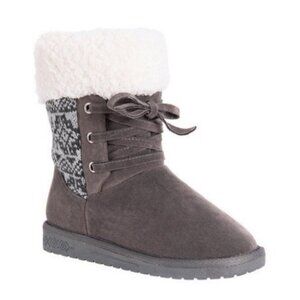 Muk Luks Melba Faux Fur Lined Lace Up Bootie - 8